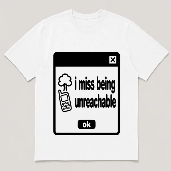 lonely boi tee: a retro computer error dialog window with lonely tree and the words i miss being unreachable and an ok button